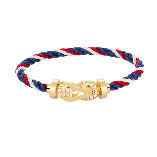 ˇStreet JewelryˇCHANCE LARGE 8 FIGURE BUCKLE HALF DIAMOND BRACELET GOLD
