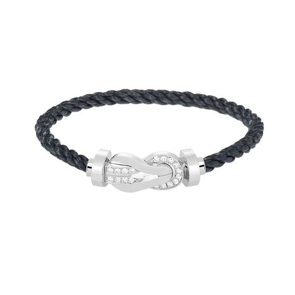 ˇStreet JewelryˇCHANCE LARGE 8 FIGURE BUCKLE HALF DIAMOND BRACELET SILVER