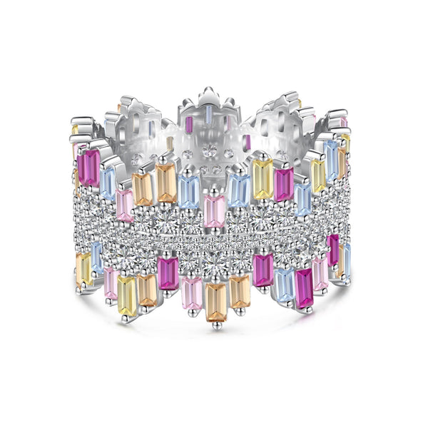 ˇStreet JewelryˇLuxurious Colorful Radiant Cut Daily Ring