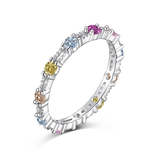 ˇStreet JewelryˇSparkling Colorful Round Cut Tennis Ring