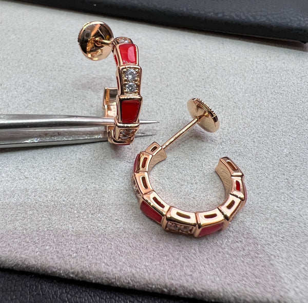 ˇStreet JewelryˇSERPENTI CARNELIAN PINK GOLD EARRINGS
