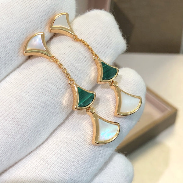 ˇStreet JewelryˇDREAM EARRINGS 3 MOTIFS MALACHITE MOP PINK GOLD