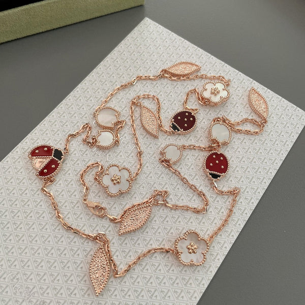 ˇStreet JewelryˇLUCKY SPRING 15 MOTIFS ROSE GOLD NECKLACE