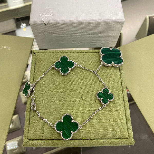 ˇStreet JewelryˇCLOVER 5 MOTIFS MALACHITE BRACELET
