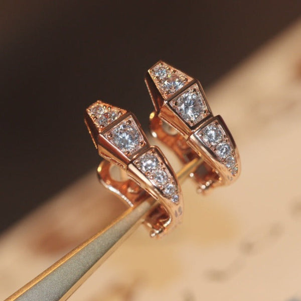 ˇStreet JewelryˇSERPENT PINK GOLD DIAMOND EARRINGS