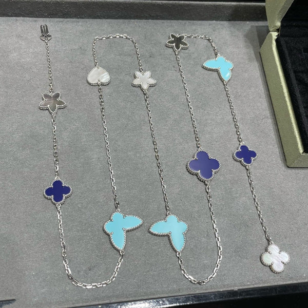 ˇStreet JewelryˇLUCKY CLOVER SILVER 11 MOTIF NECKLACE