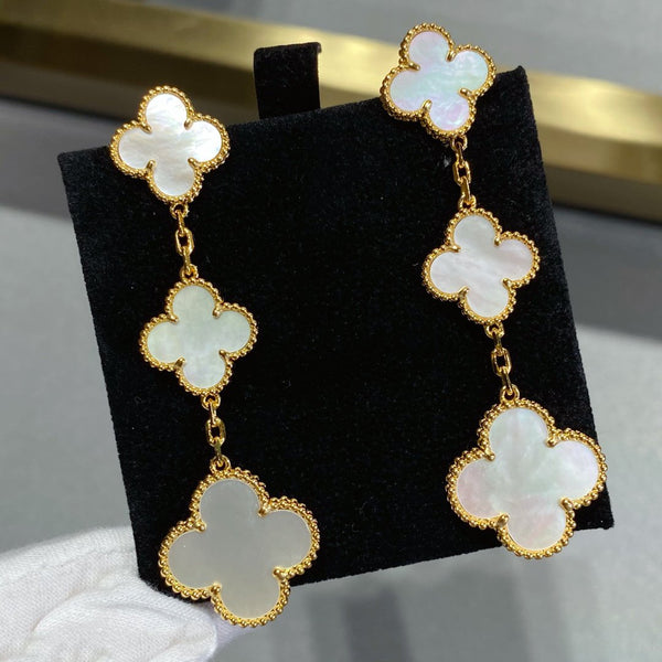 ˇStreet JewelryˇCLOVER MOP 3 MOTIFS GOLD EARRINGS