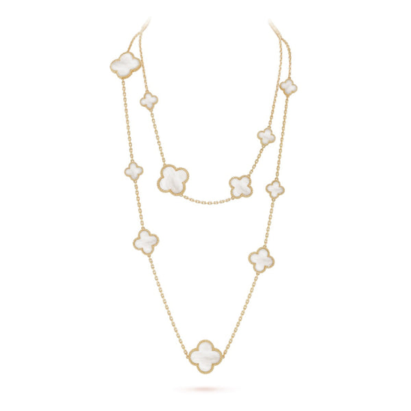 ˇStreet JewelryˇCLOVER 16 MOTIF WHITE MOP GOLD NECKLACE