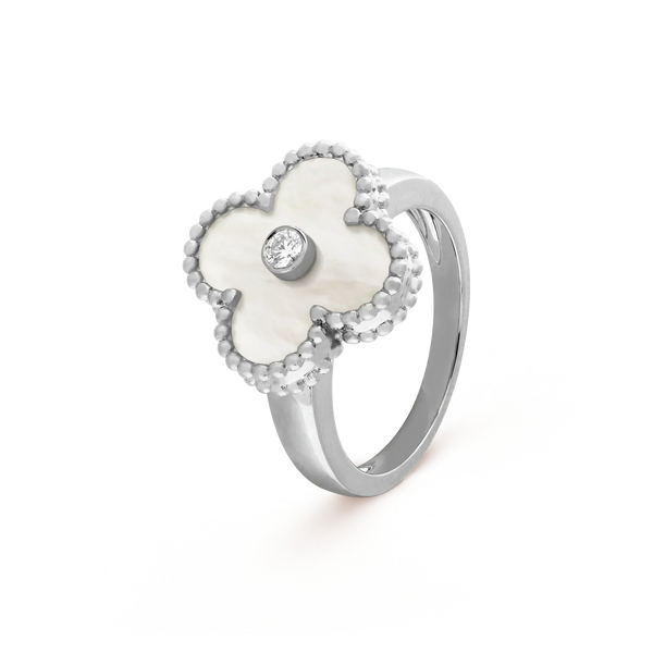 ˇStreet JewelryˇCLOVER SILVER MOP DIAMOND RING