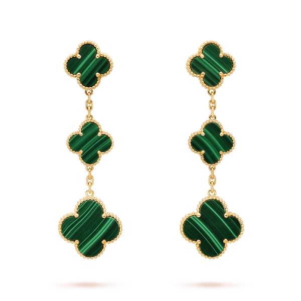 ˇStreet JewelryˇCLOVER MALACHITE 3 MOTIFS GOLD