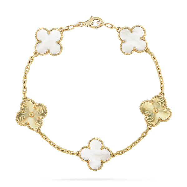 ˇStreet JewelryˇCLOVER 5 MOTIF WHITE MOP LASER BRACELET