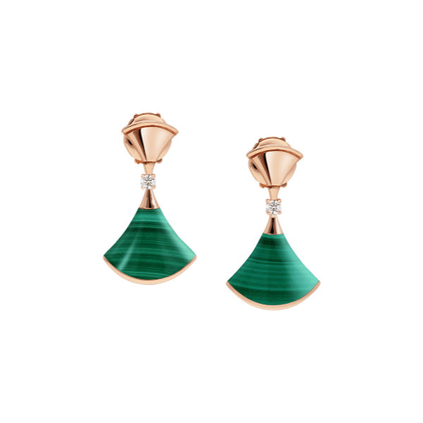 ˇStreet JewelryˇDREAM MALACHITE PINK GOLD EARRINGS