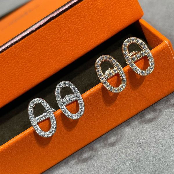 ˇStreet JewelryˇHM FULL DIAMOND PIG NOSE STUD EARRINGS