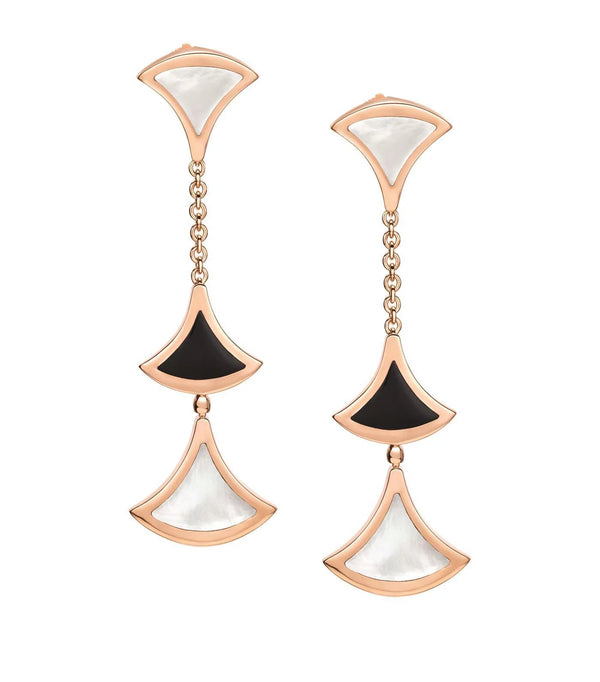 ˇStreet JewelryˇDREAM EARRINGS 3 MOTIFS ONYX MOP PINK GOLD
