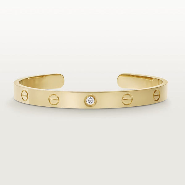 ˇStreet JewelryˇLOVE BRACELET 6.1MM 1 DIAMOND OPEN CUFF