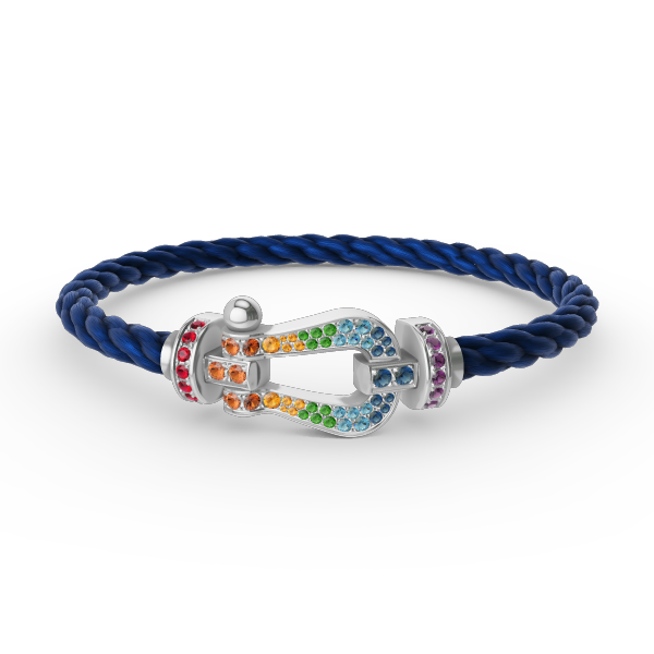 ˇStreet JewelryˇFORC LARGE HORSESHOE  COLORED DIAMOND BRACELET SILVER