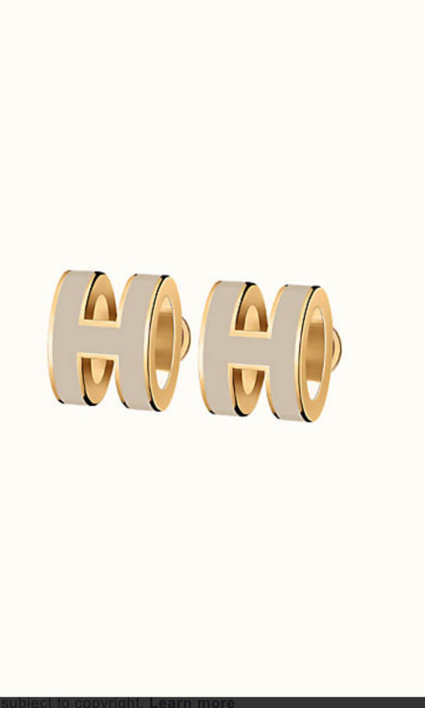ˇStreet JewelryˇMINI POP H GOLD EARRINGS GREY