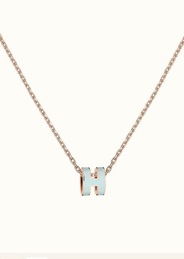 ˇStreet JewelryˇPOP H LIGHT BLUE NECKLACE