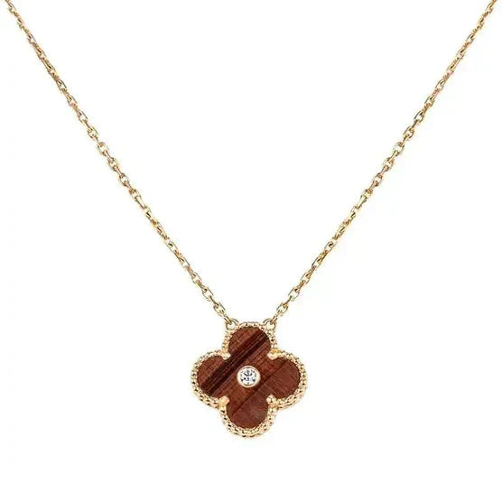 ˇStreet JewelryˇCLOVER 15MM DIAMOND AND YELLOW TIGER'S EYE AGATE necklace