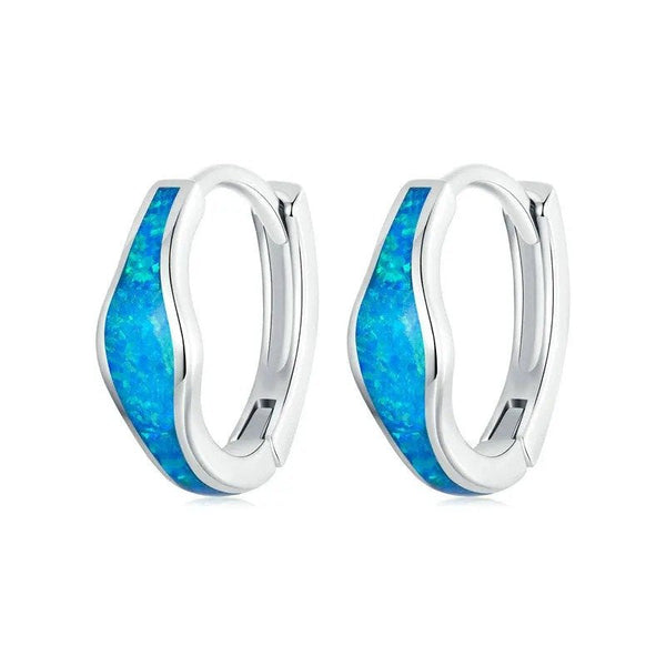 [STREET]Opal Hoop Earrings for Women White Gold Plated