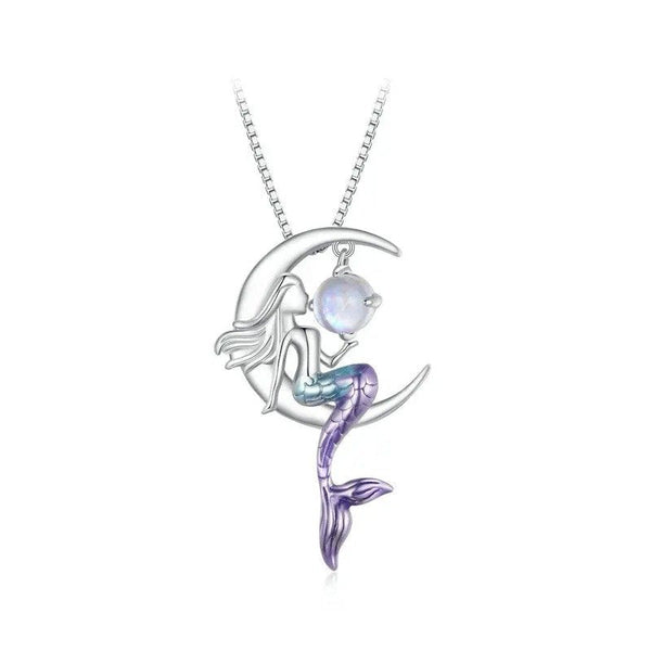 [STREET]Mermaid Pendant Necklace Moon Neck Chain
