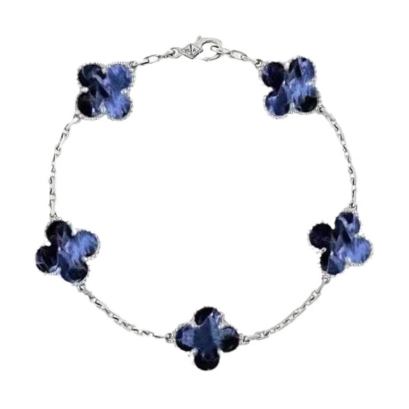 ˇStreet JewelryˇCLOVER 5 MOTIF PIETERSITE SILVER BRACELET