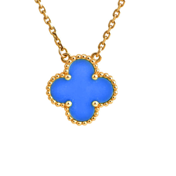 ˇStreet JewelryˇCLOVER 15MM BLUE AGATE NECKLACE