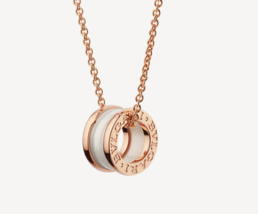 ˇStreet JewelryˇZERO 1 WHITE CERAMIC PINK GOLD NECKLACE