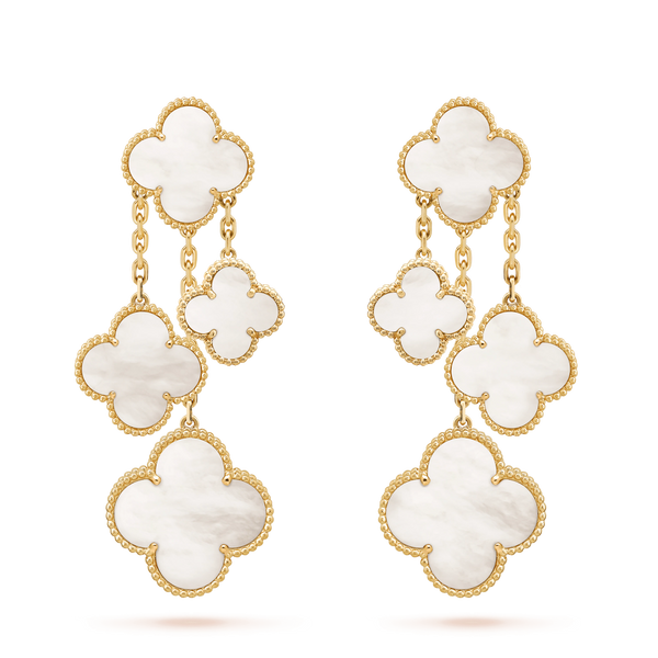 ˇStreet JewelryˇCLOVER EARRINGS WHITE MOP 4 MOTIFS GOLD