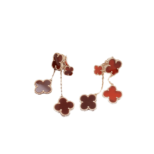 ˇStreet JewelryˇCLOVER EARRINGS CARNELIAN 4 MOTIFS PINK GOLD