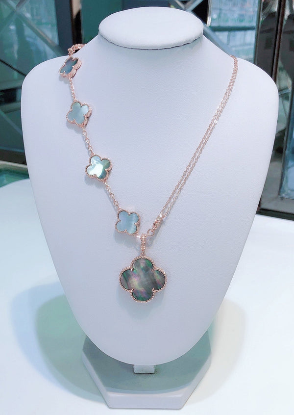 ˇStreet JewelryˇCOMBINED BRACELET 5 MOTIFS AND NECKLACE DARK MOP ROSE GOLD