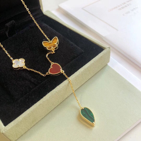 ˇStreet JewelryˇLUCKY SPRING 4 MOTIFS ROSE GOLD NECKLACE