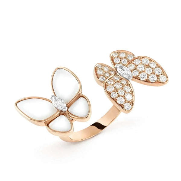 ˇStreet JewelryˇTWIN BUTTERFLY DIAMOND MOP RING